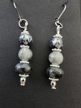 Drop Earrings Labadorite and Jasper Handcrafted